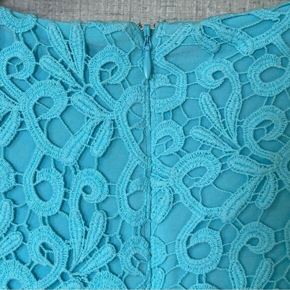Lauren Ralph Lauren Dress A-Line Lace Sleeveless Career Size 8 LRL Turquoise - Picture 5 of 8